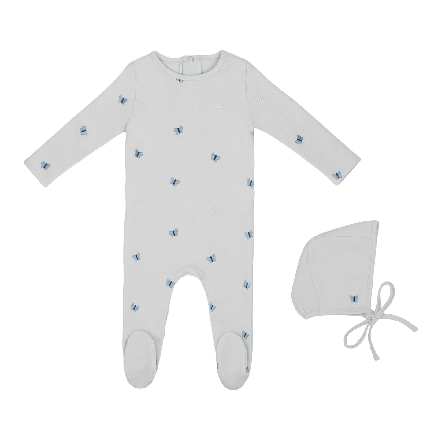 Embroidered Leaf Footie and Hat