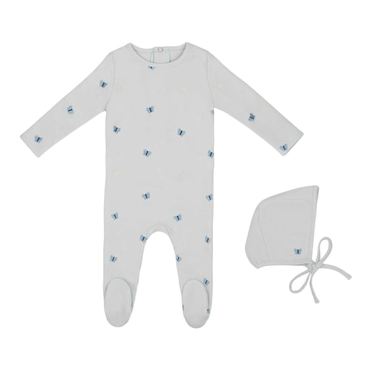 Embroidered Leaf Footie and Hat