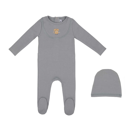 Antique Phone Footie and Hat -Stone Blue