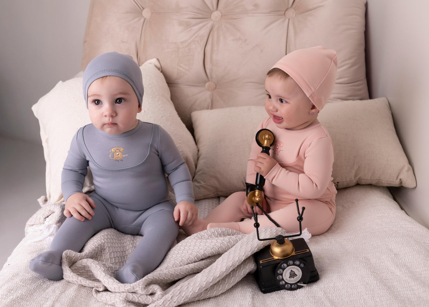 Antique Phone Footie-Stone Blue