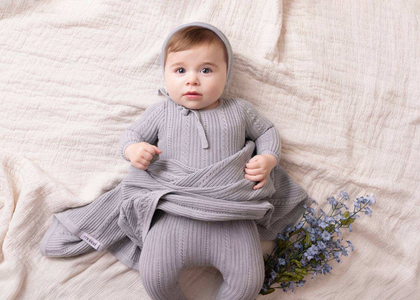 Pointelle Knit Footie-Blue