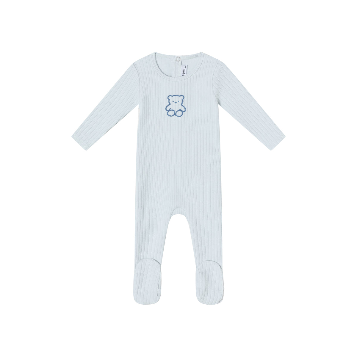 Blue Pointelle Bear Footie- Boys