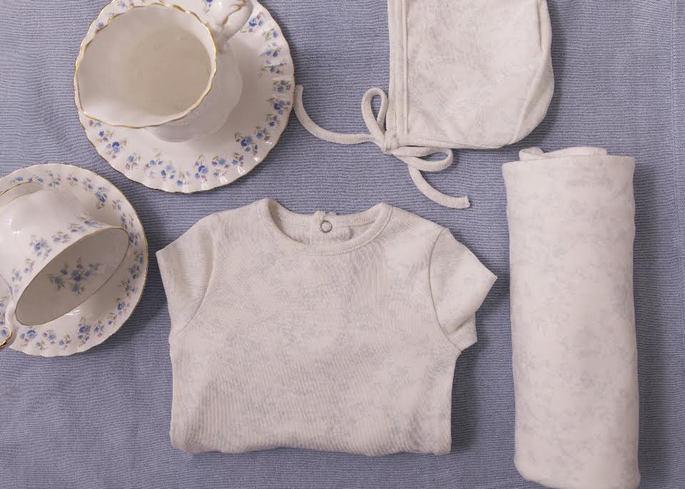 Blue Bird Toile Print Footie and Bonnet - Boys
