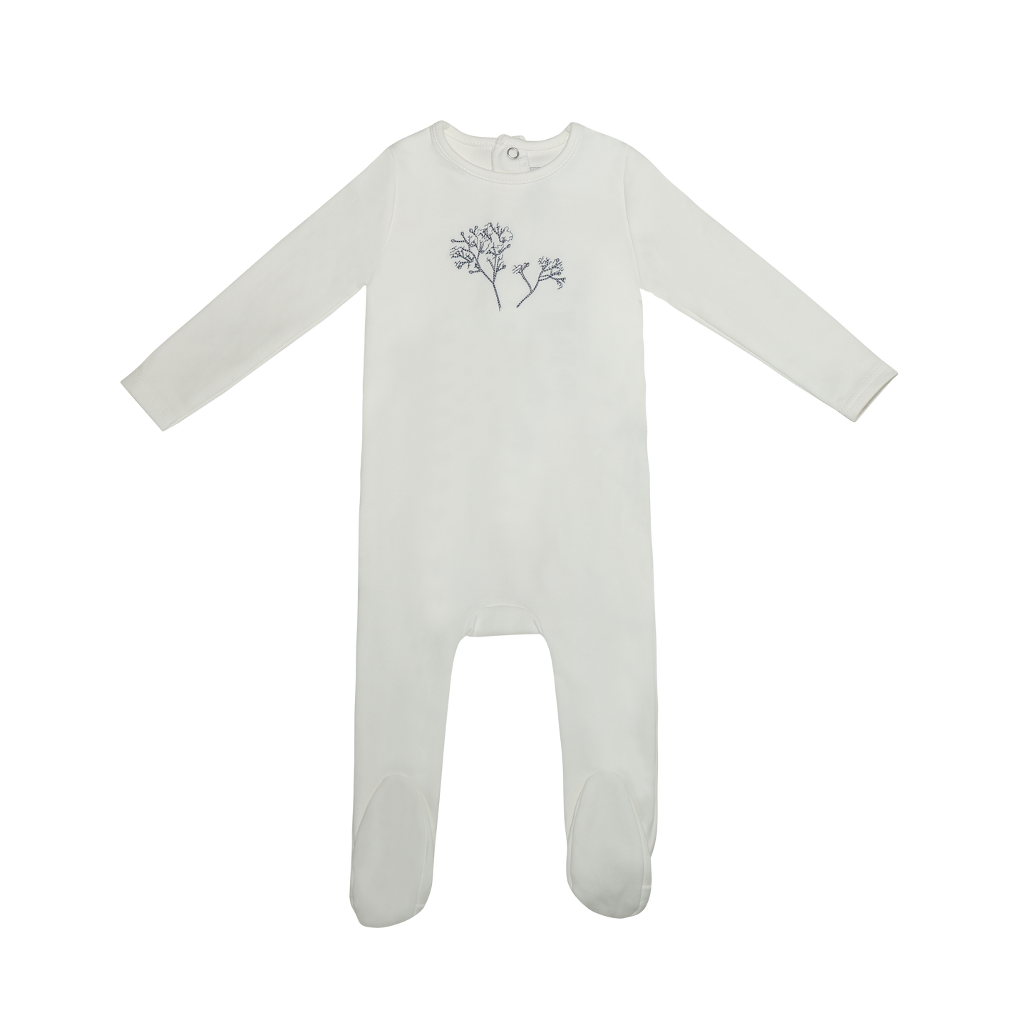 Embroidered Flower Boys Footie