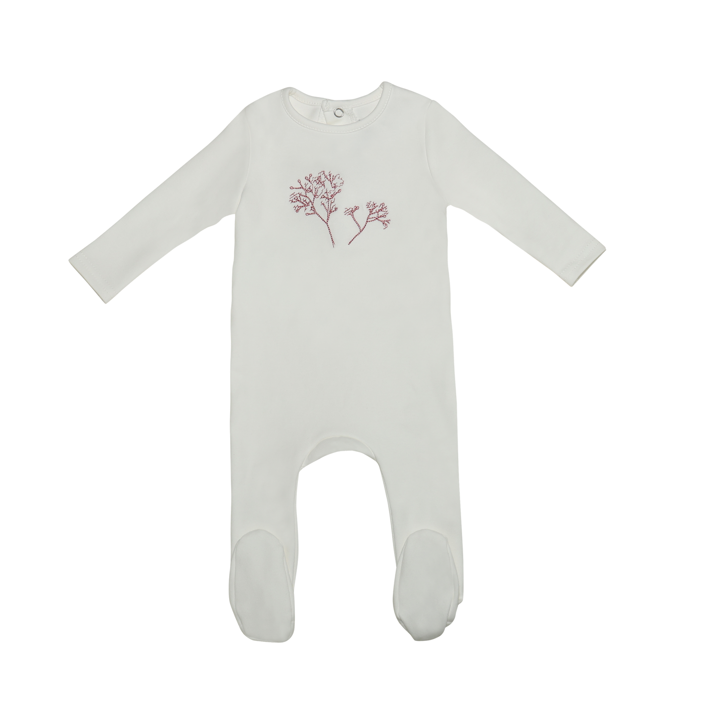 Embroidered Flower Girls Footie