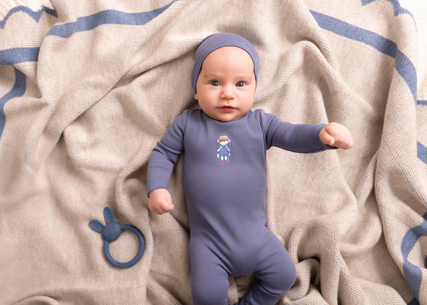 Denim Blue Fisherman Footie- Boys