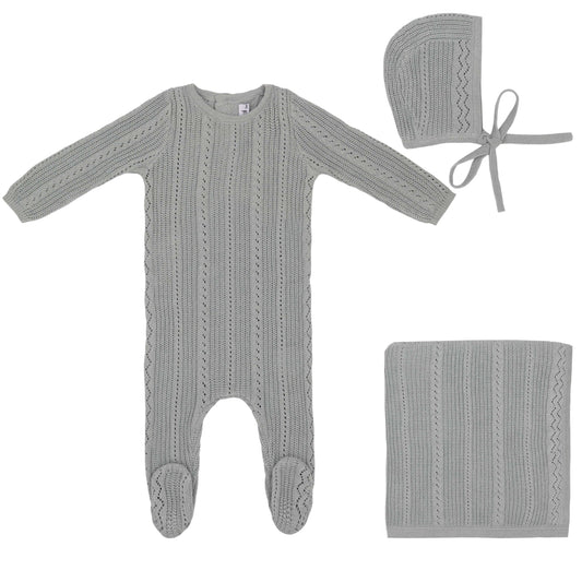 Pointelle Knit Set-Blue