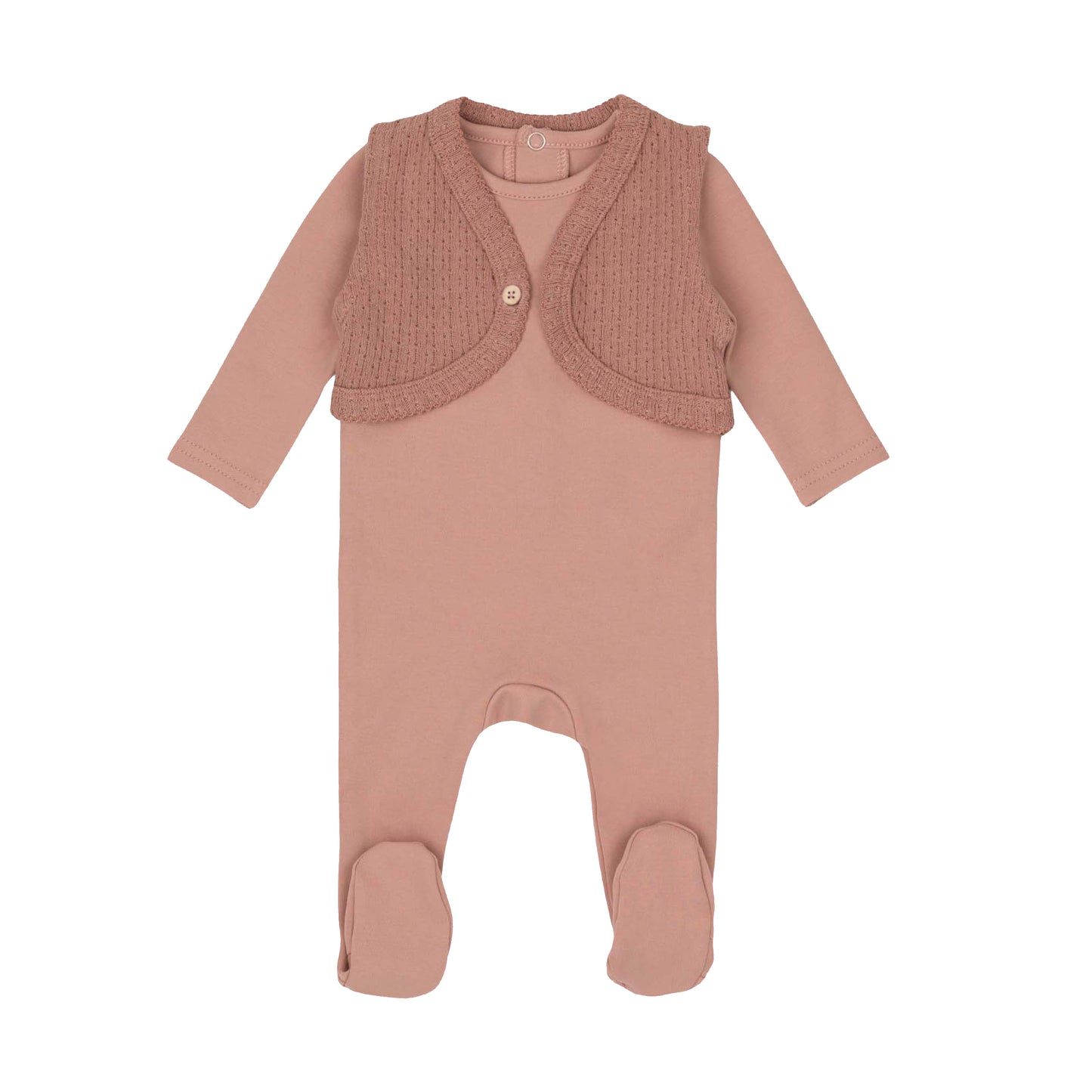 Rose Pink Knit Vest Footie