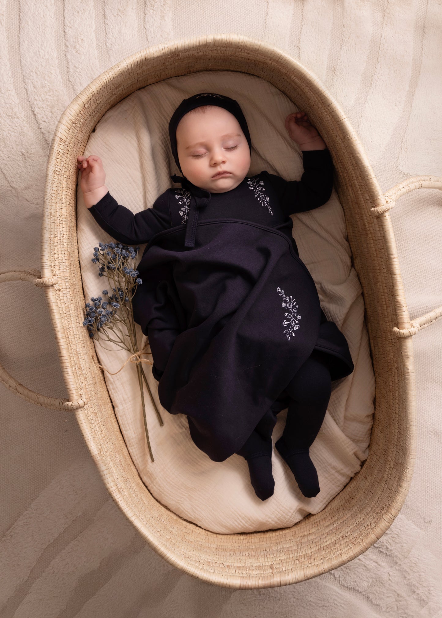 Floral Wreath Footie - Navy