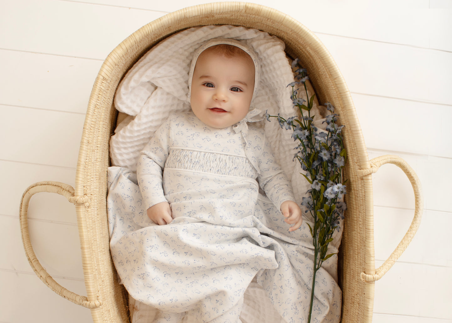 Smocked Floral set - Blue