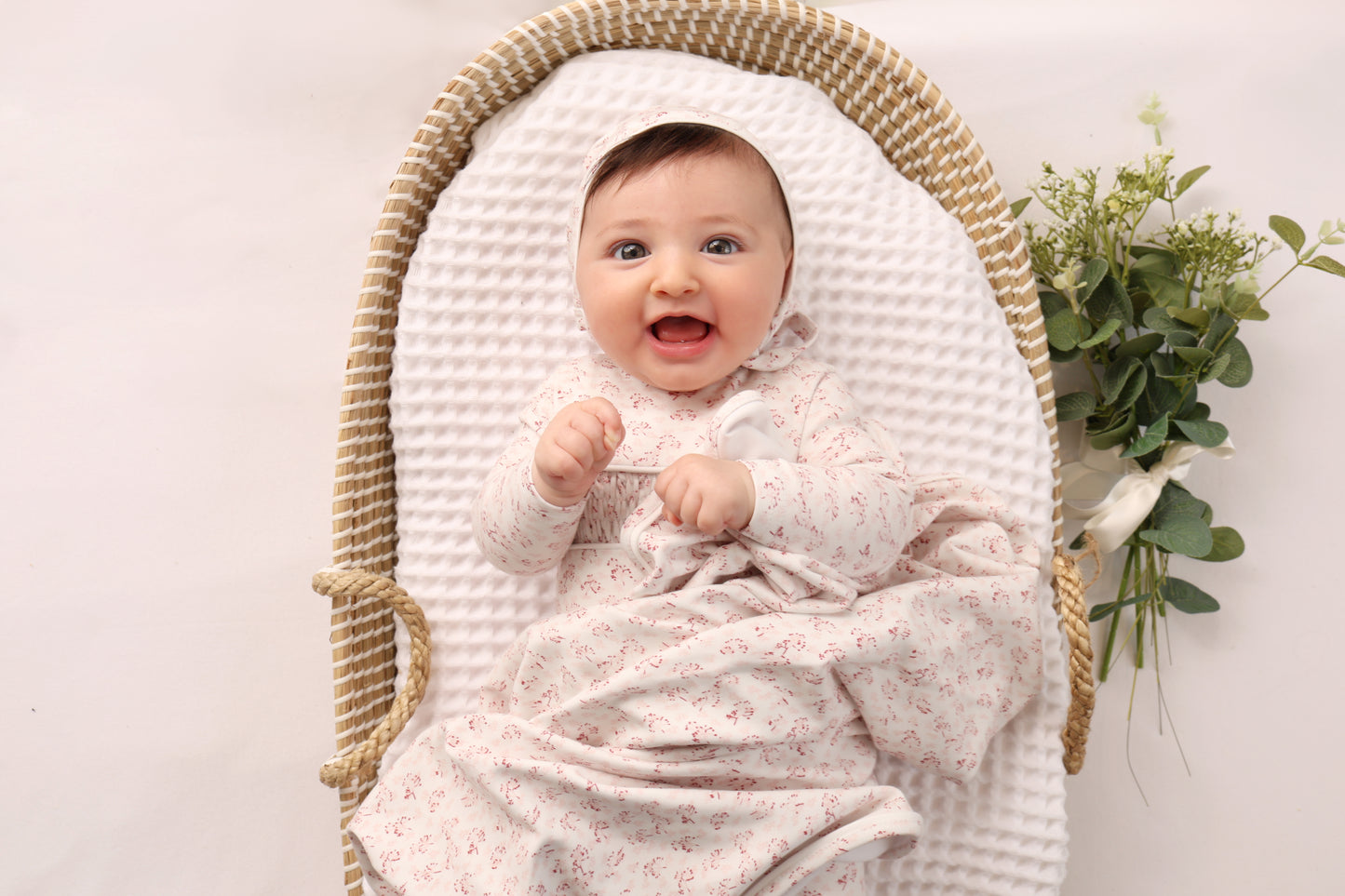 Smocked Floral Footie - Pink