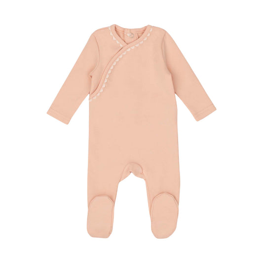 Classic Ric Rac Footie-White on Pink