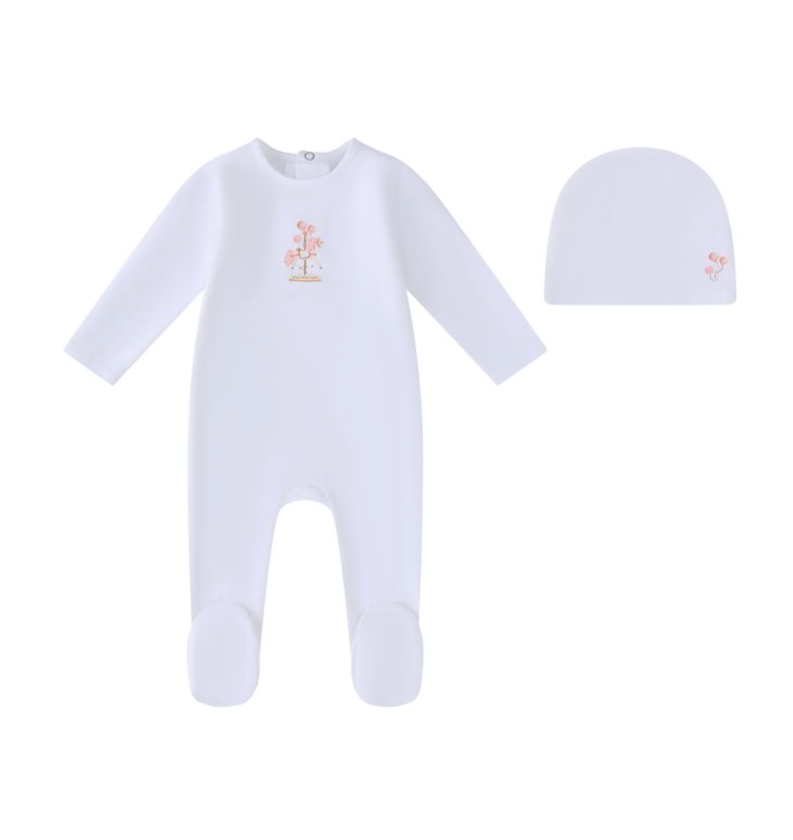 White Water Print Carasoul Footie and Hat- Girls