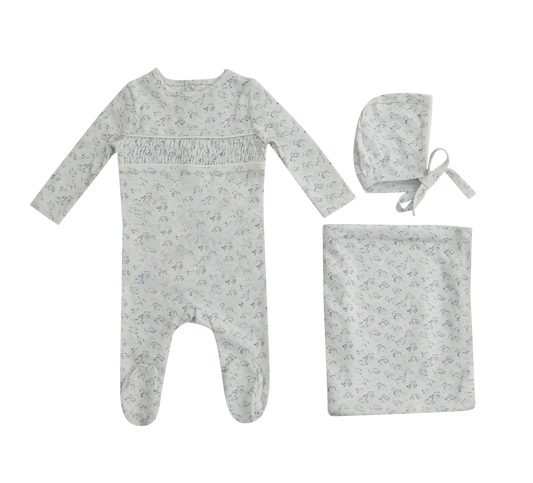 Smocked Floral set - Blue