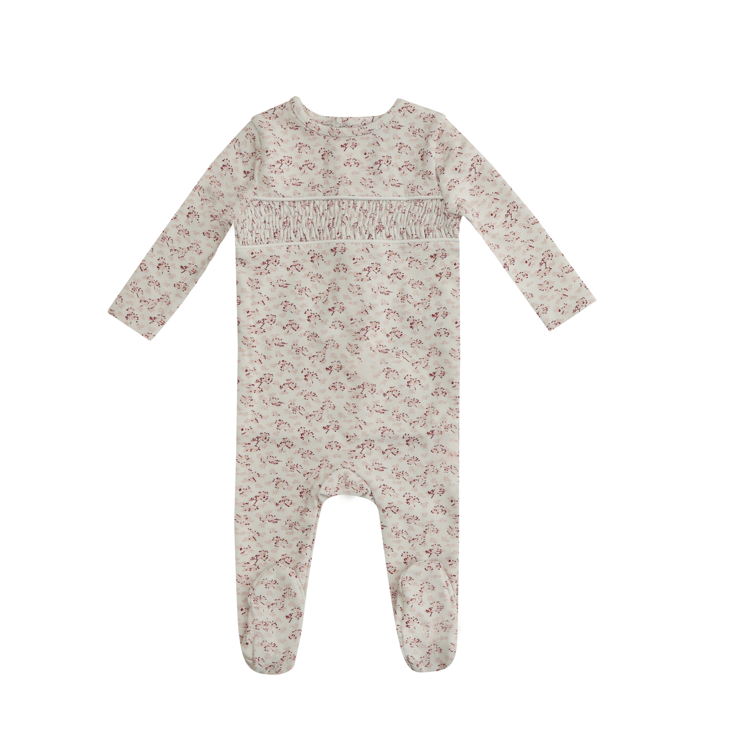 Smocked Floral Footie - Pink