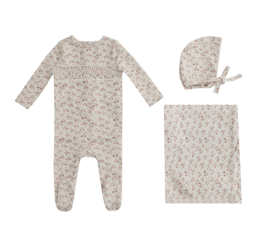 Smocked Floral Set - Pink