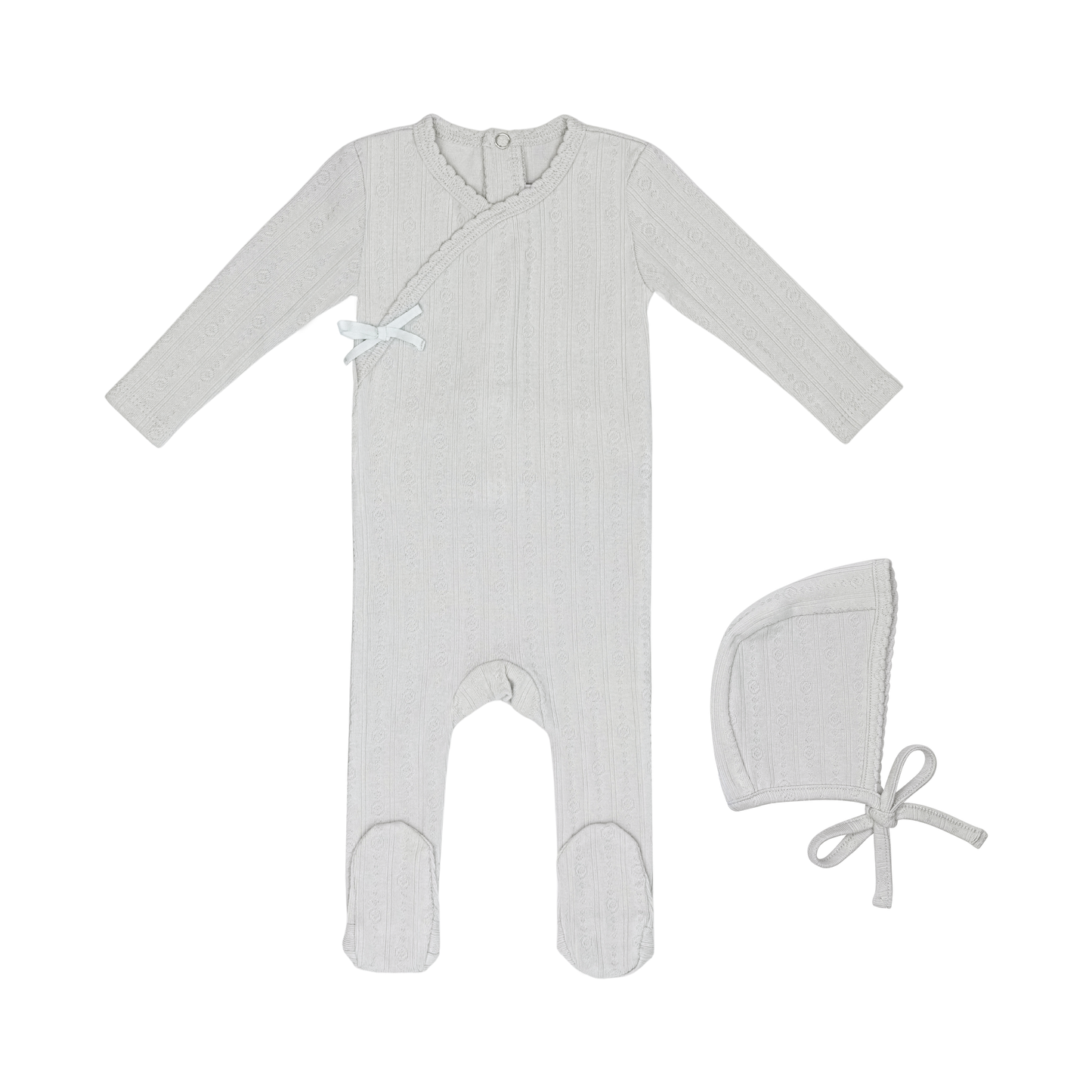 Sea Blue Circle Wrapover Pointelle Footie and Hat-Boys