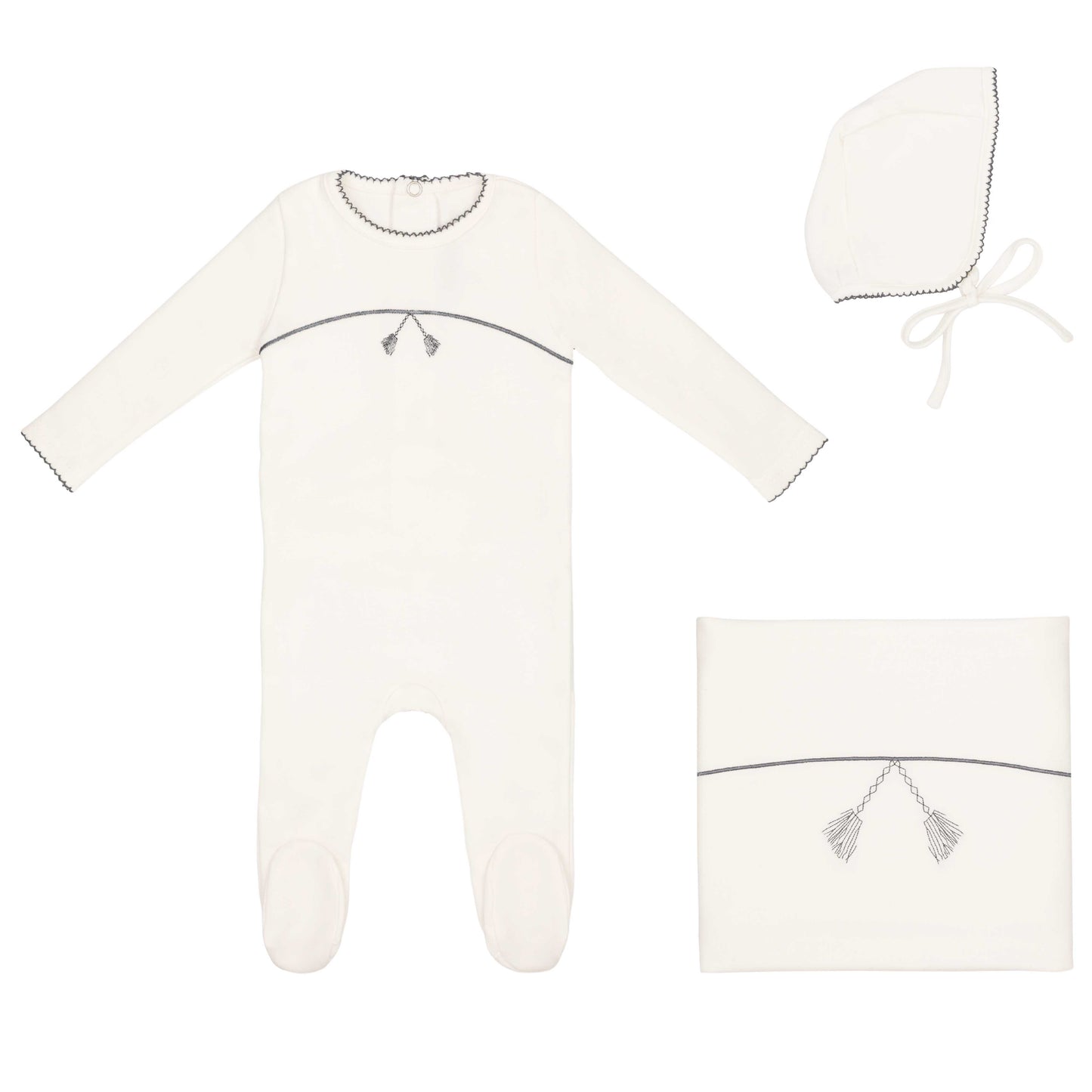 Mini Embroidered Tassle Set- Light Blue