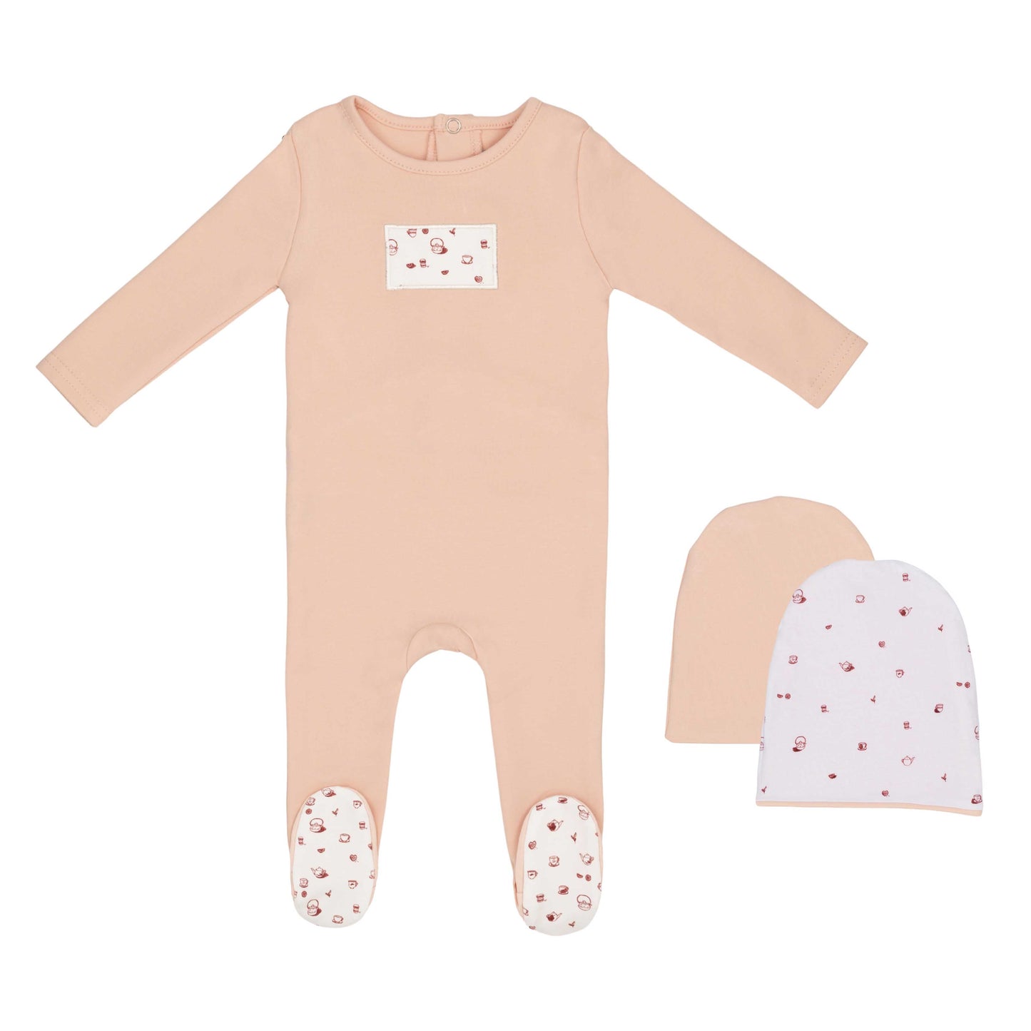 Girls Tea Print Footie and Hat