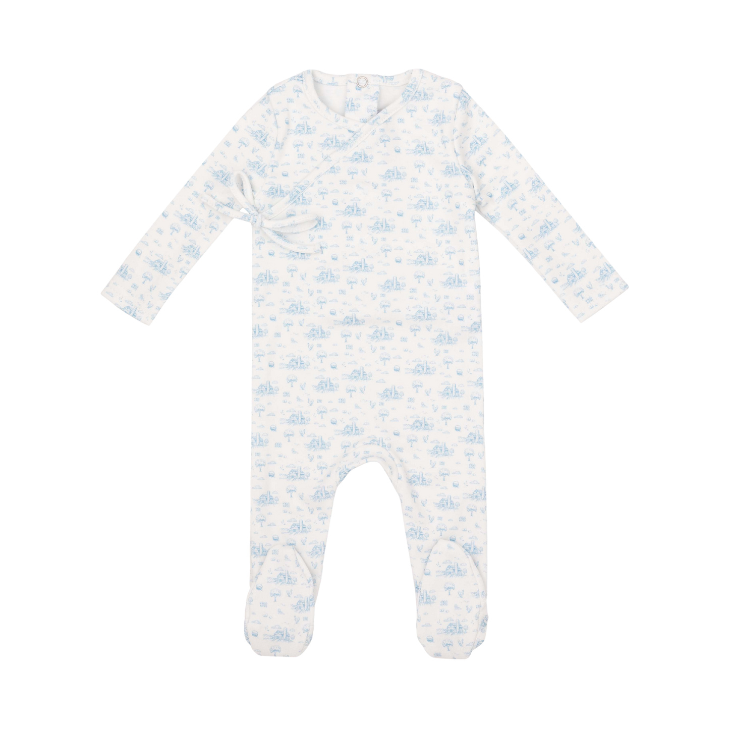 Farmhouse Print Footie - Blue