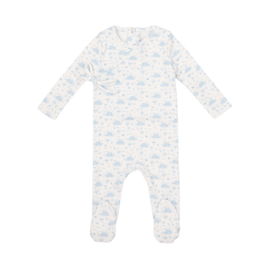 Farmhouse Print Footie - Blue