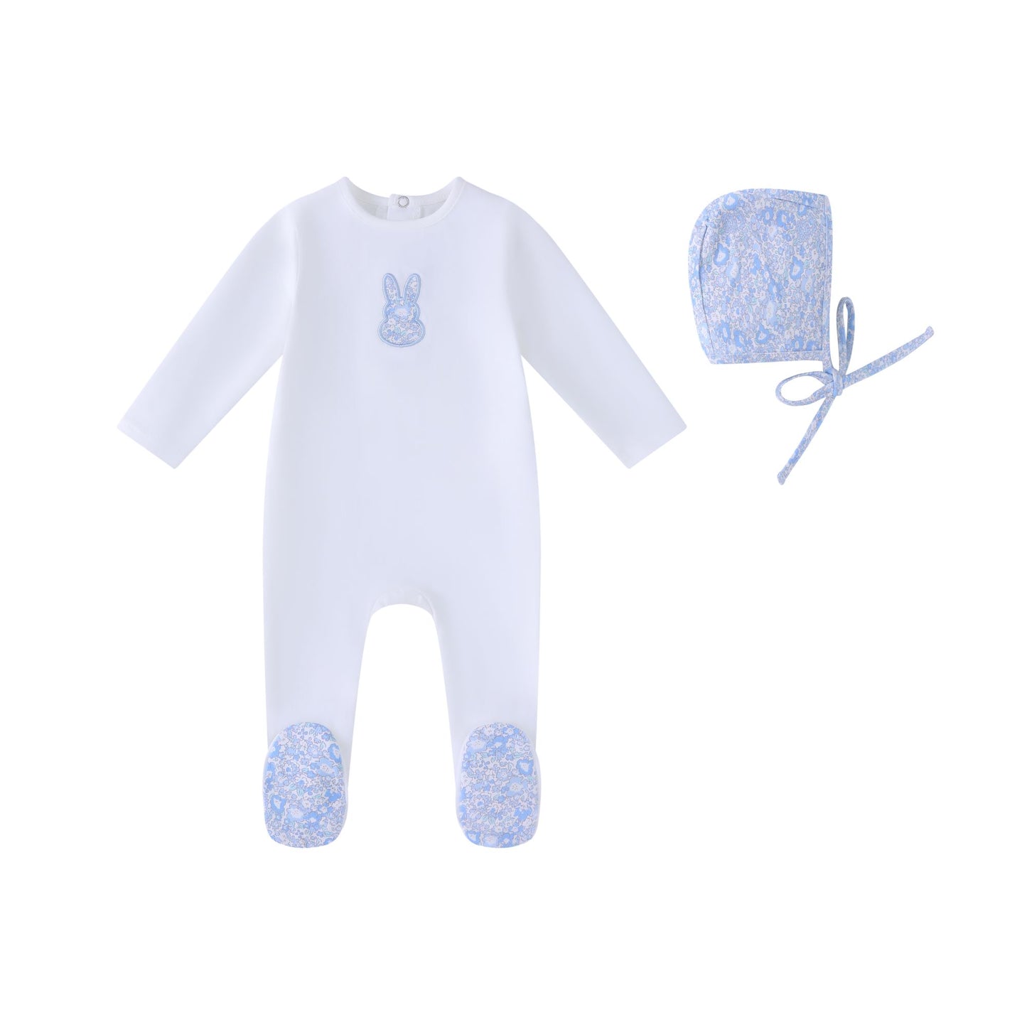 White Liberty Bunny Footie and Hat-Boys