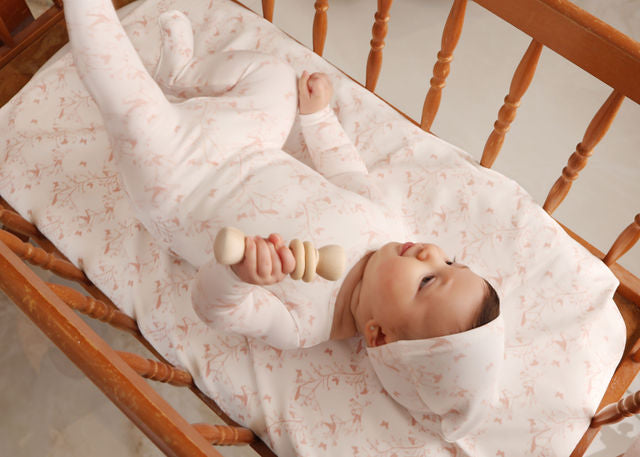 Printed Bird Footie - Pink