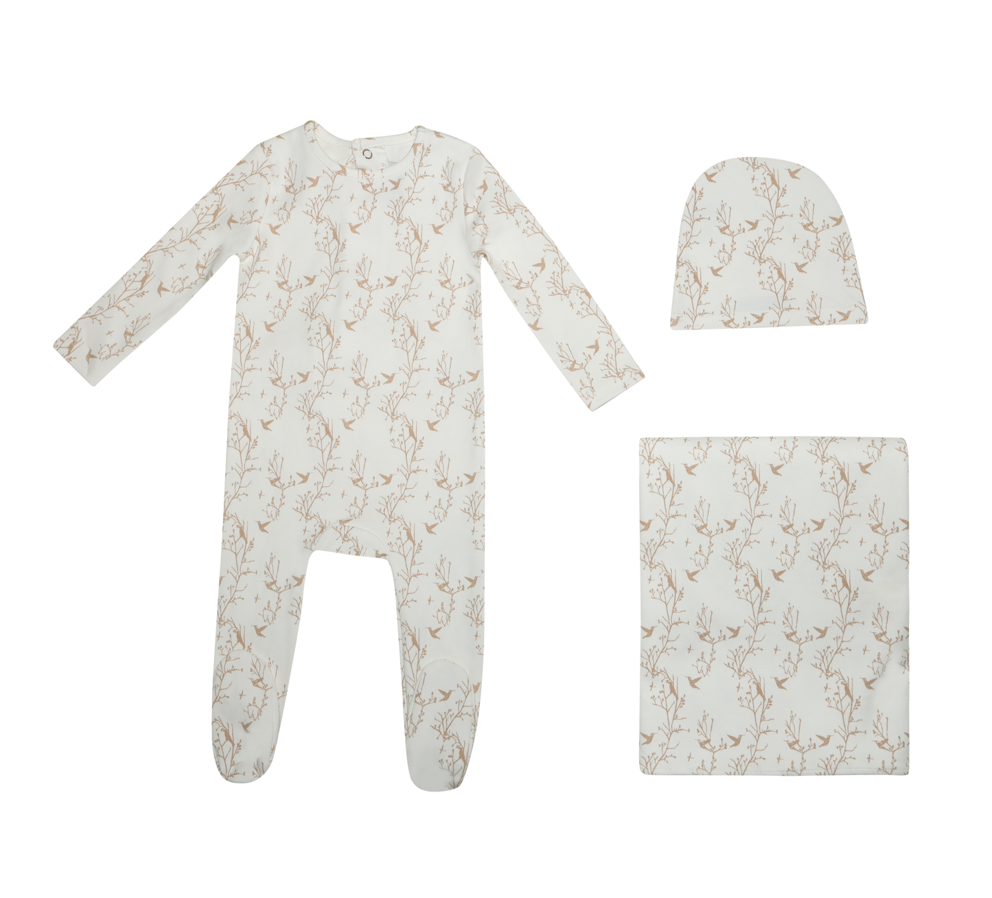 Printed bird set - Biege