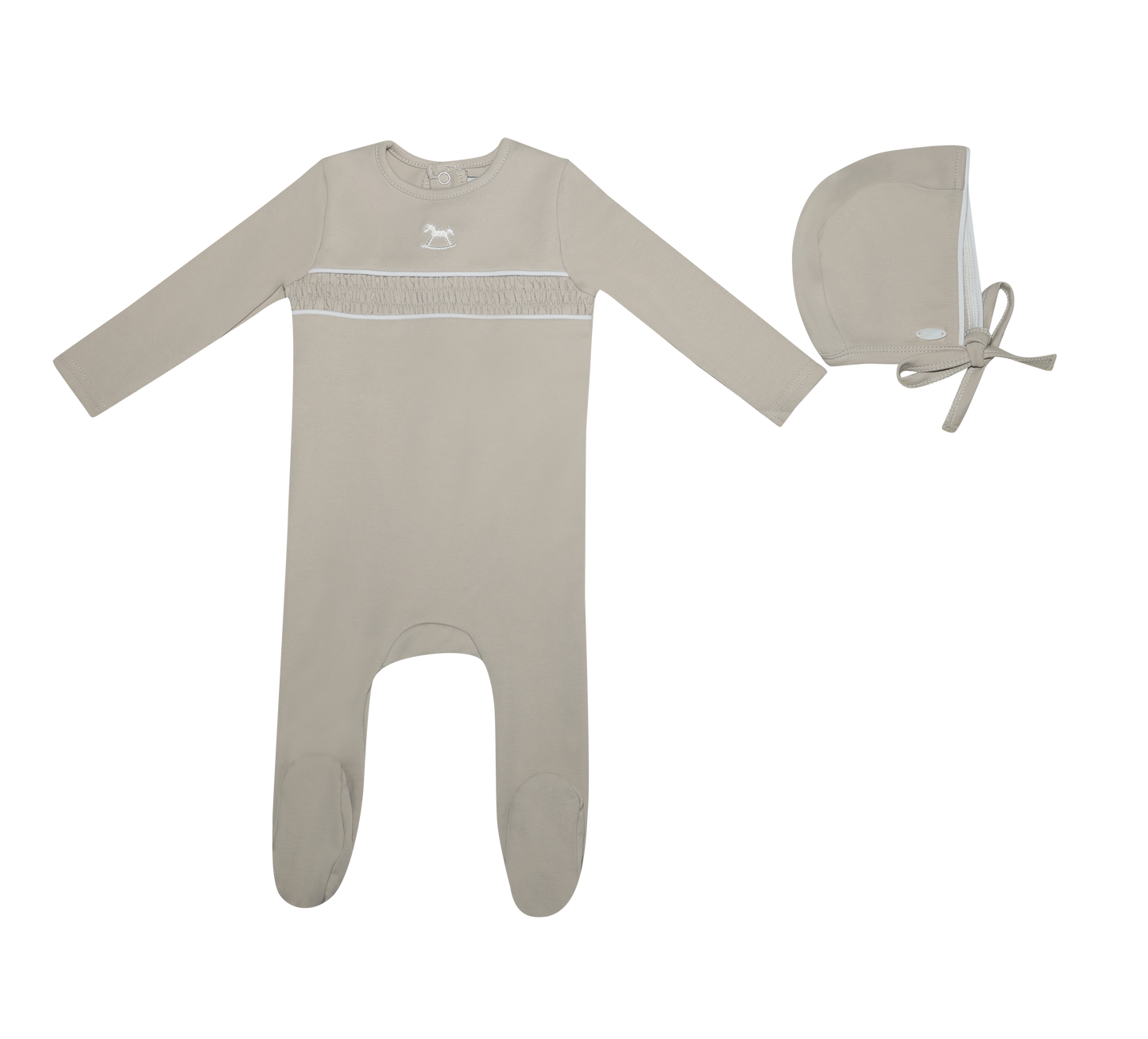 Rocking Horse Footie and Hat - Tan