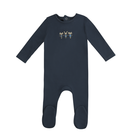 Mini Dancing Bunnies Footie - Denim Blue