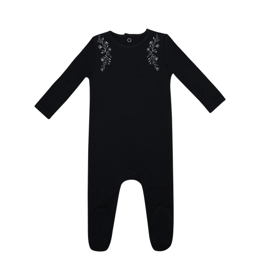 Floral Wreath Footie - Navy