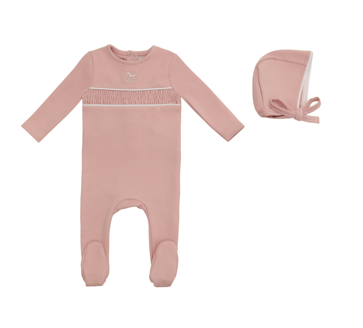 Rocking Horse Footie and Hat - Pink