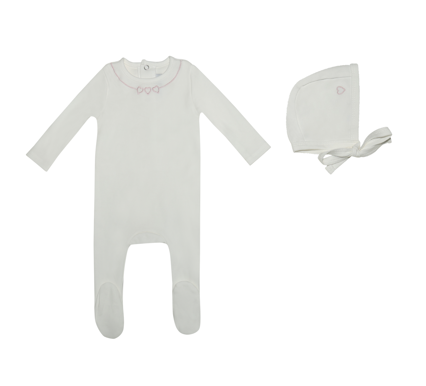 Mini Embroidered Heart Footie and Hat
