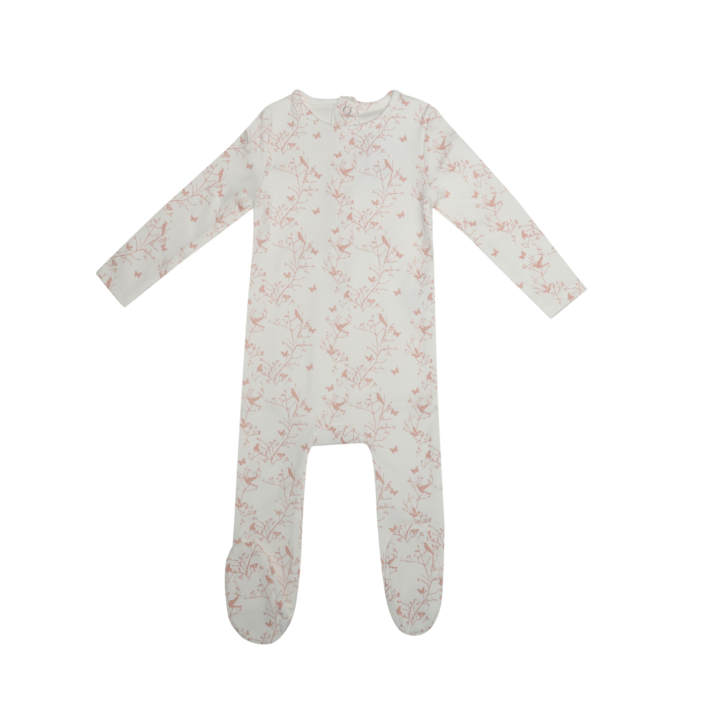 Printed Bird Footie - Pink