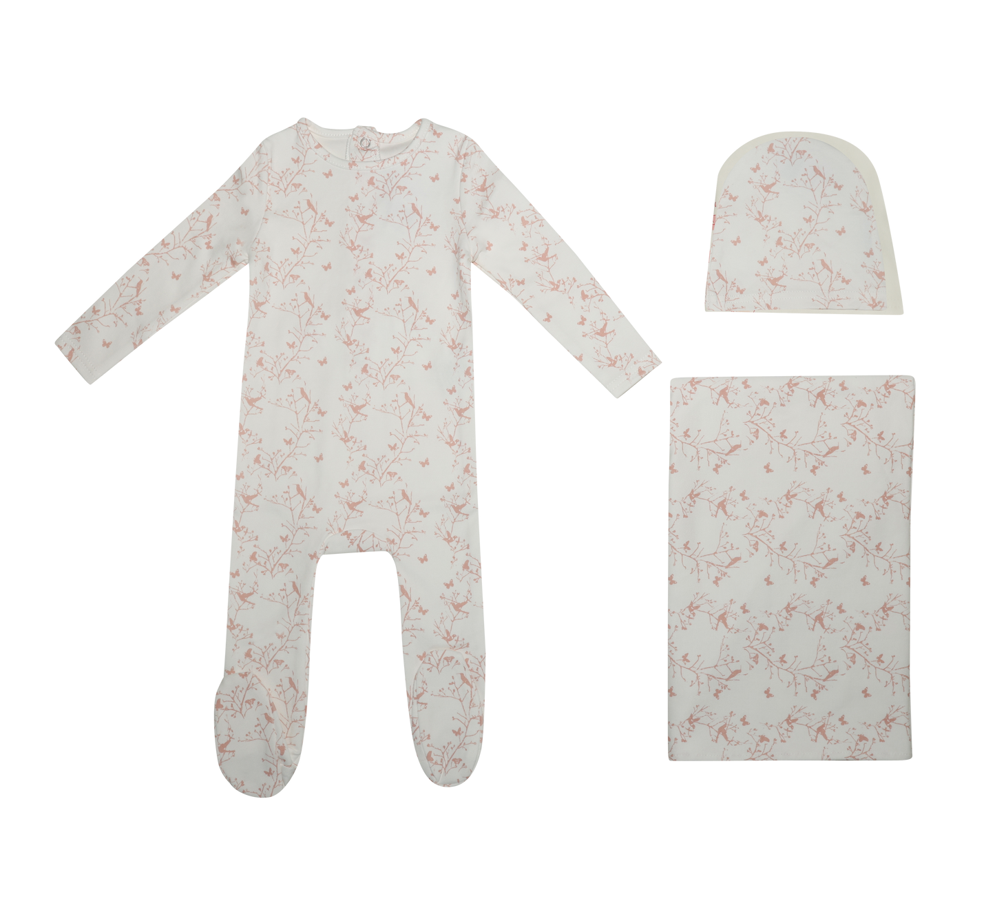 Printed bird set - Pink