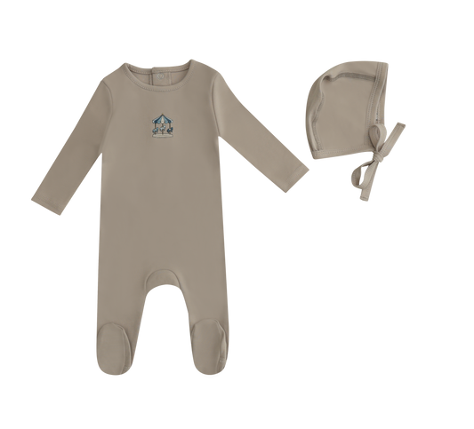 Mini Merry Footie and Hat - Tan