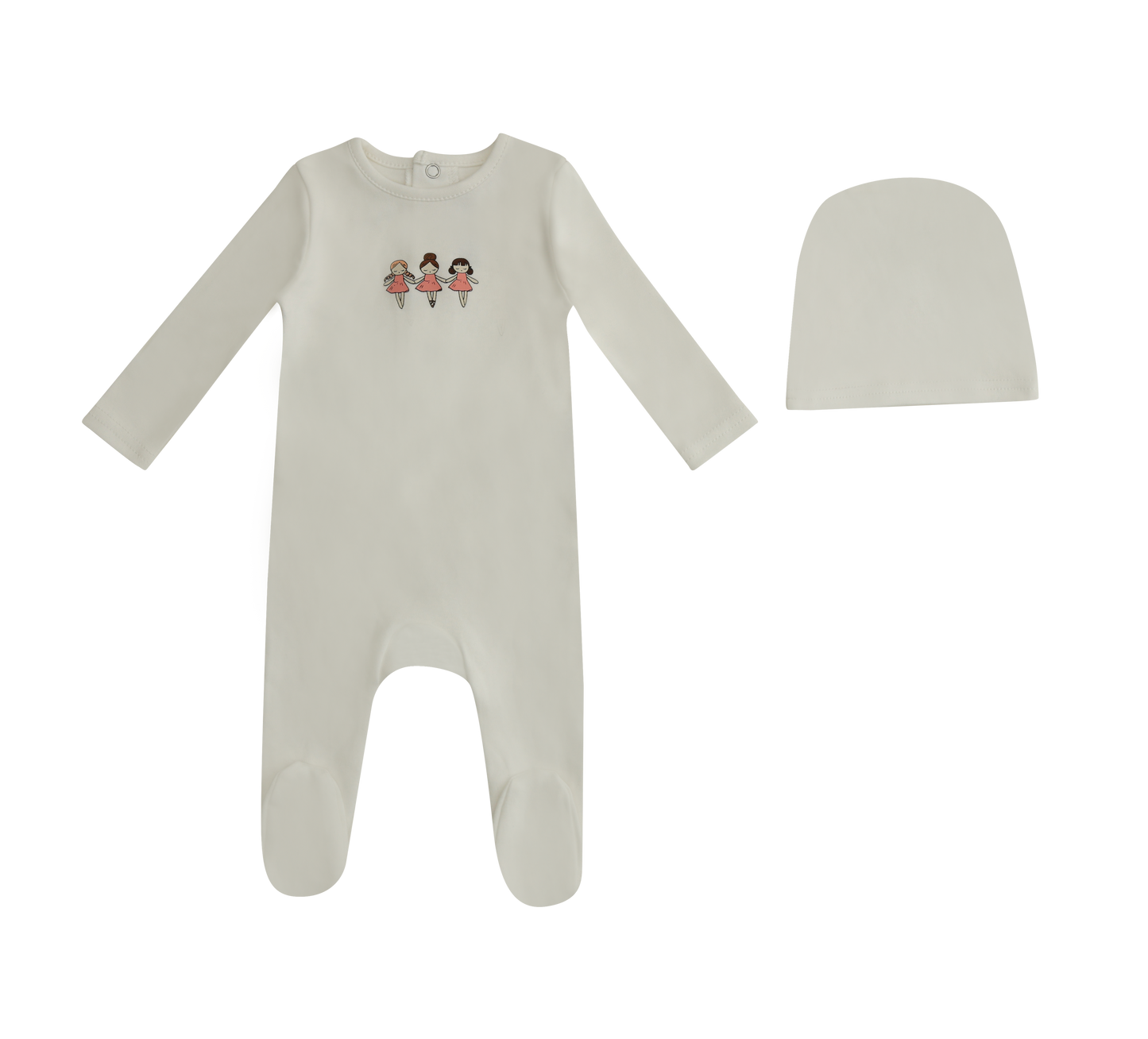Mini Dancing Dolls Footie and Hat - White