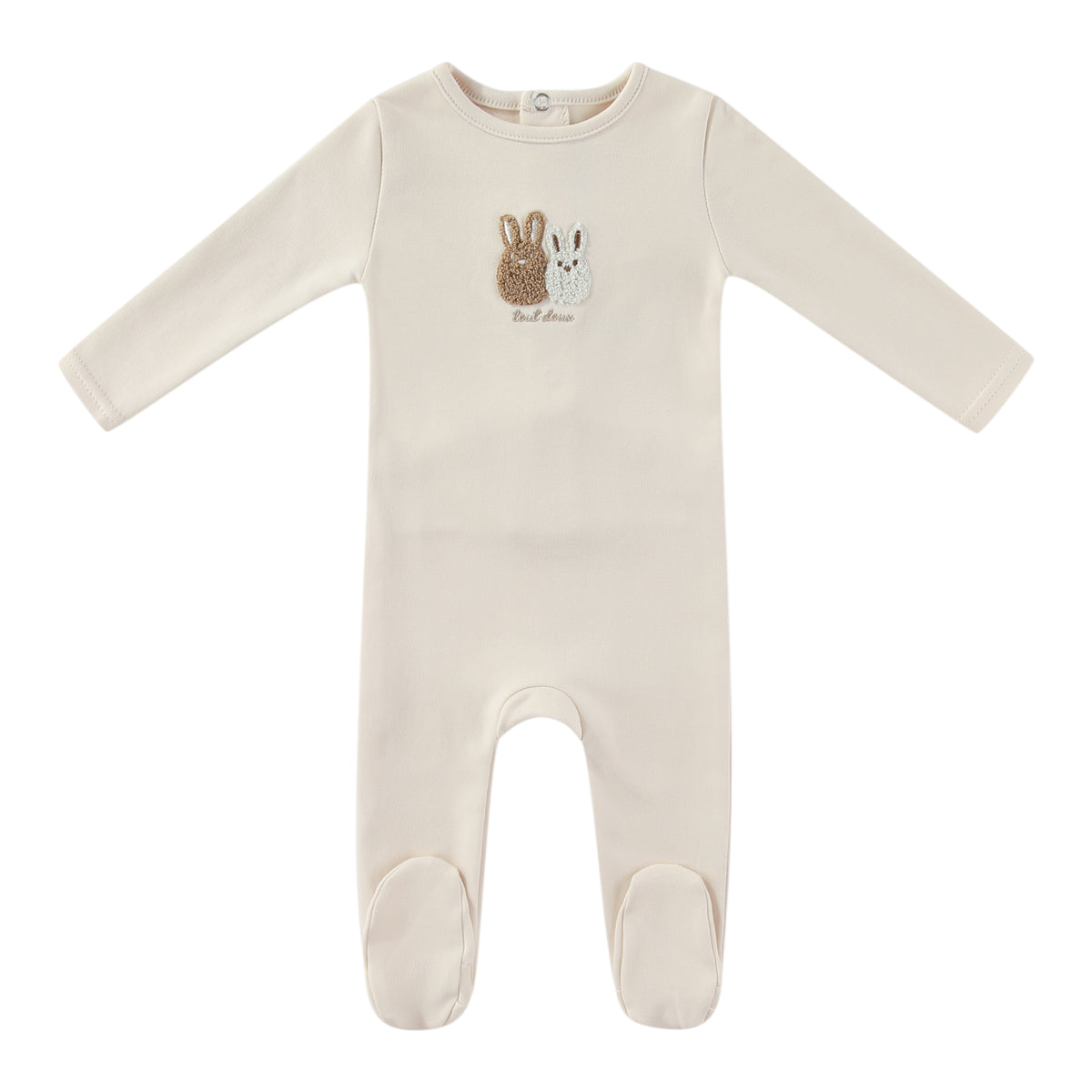 Taupe Sherpa Bunny Footie - Boys