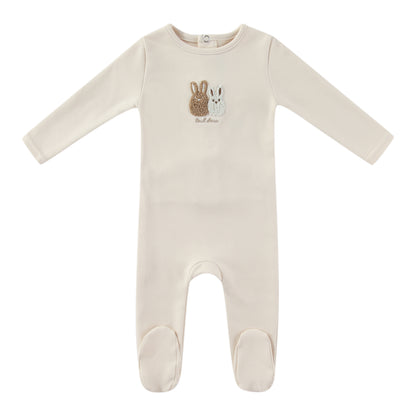 Taupe Sherpa Bunny Footie - Boys