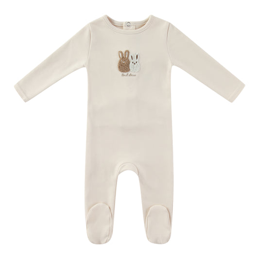 Taupe Sherpa Bunny Footie - Boys