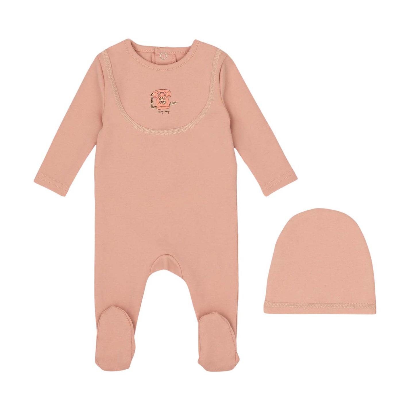 Antique Phone Footie and Hat-Pink