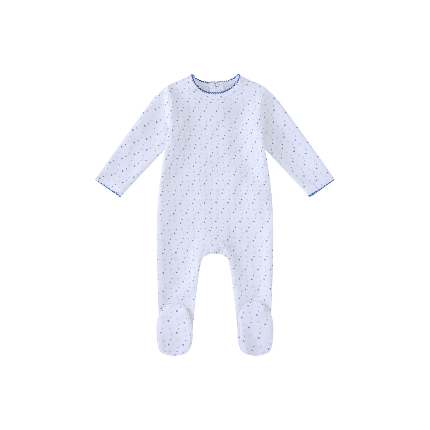 White Bright Floral Print Footie-Boys