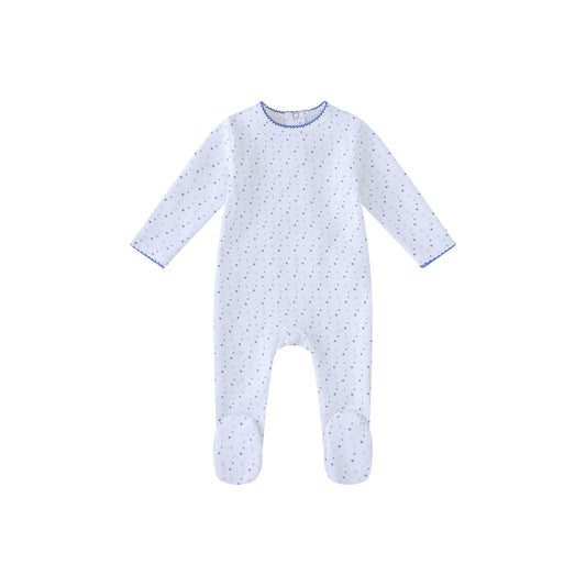 White Bright Floral Print Footie-Boys