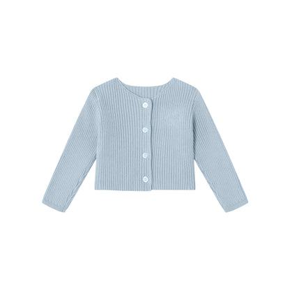 Blue Embossed Emblem knit Cardigan and Bonnet -Boys