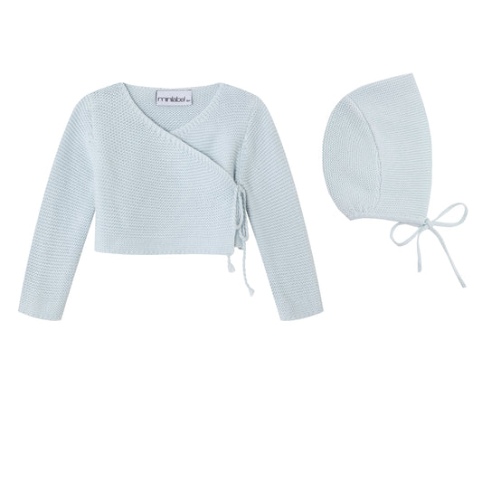Blue Wrap Cardigan and Bonnet -Boys