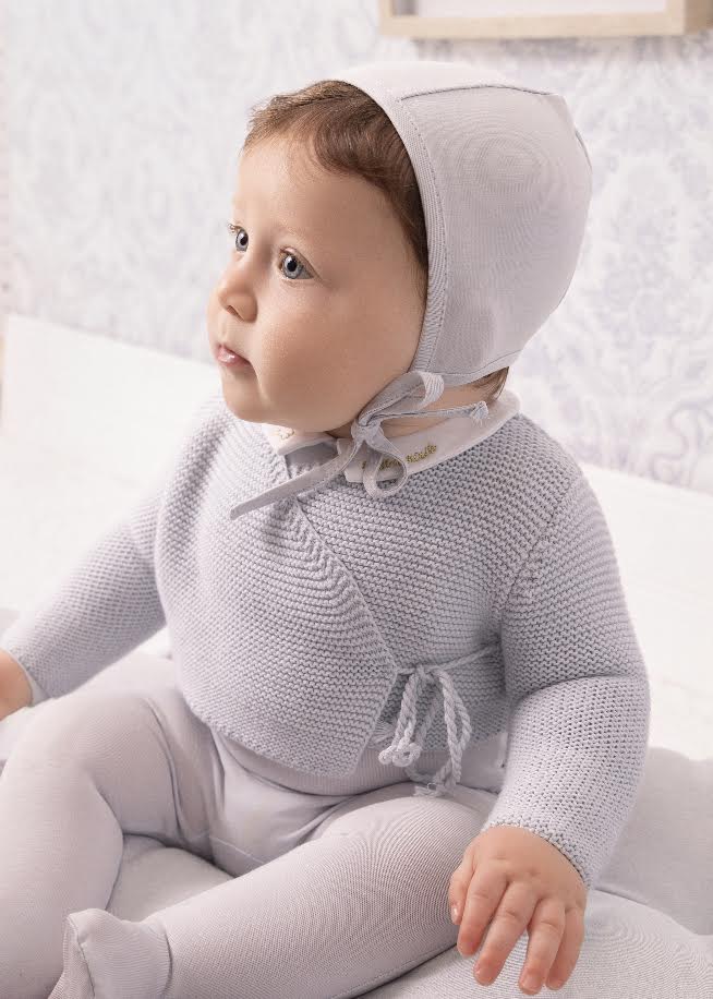 Blue Wrap Cardigan and Bonnet -Boys