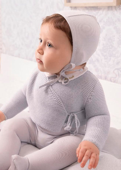 Blue Wrap Cardigan and Bonnet -Boys