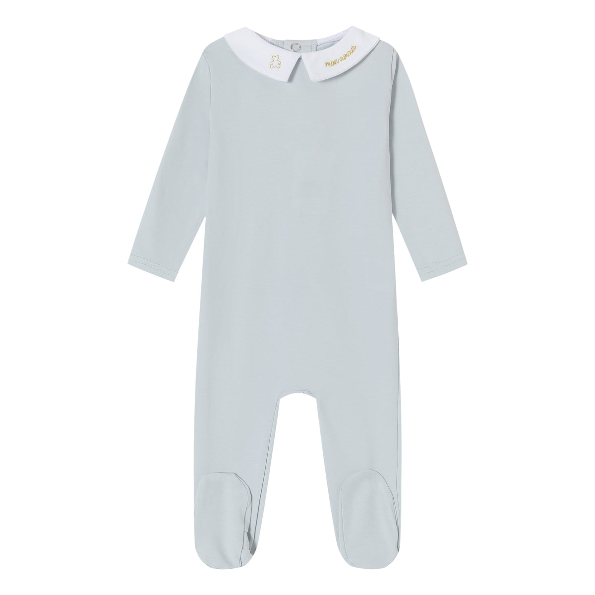 Blue Metallic Embroidered Footie - Boys