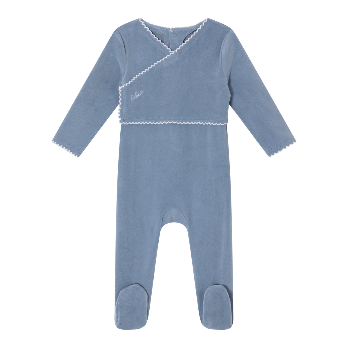 Blue Classic Velour Footie - Boys
