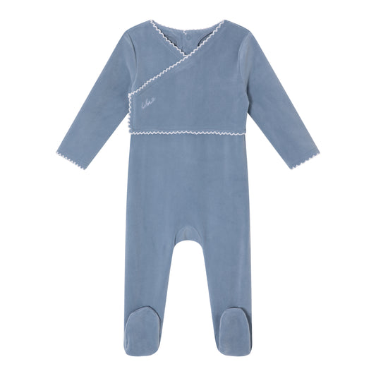 Blue Classic Velour Footie - Boys